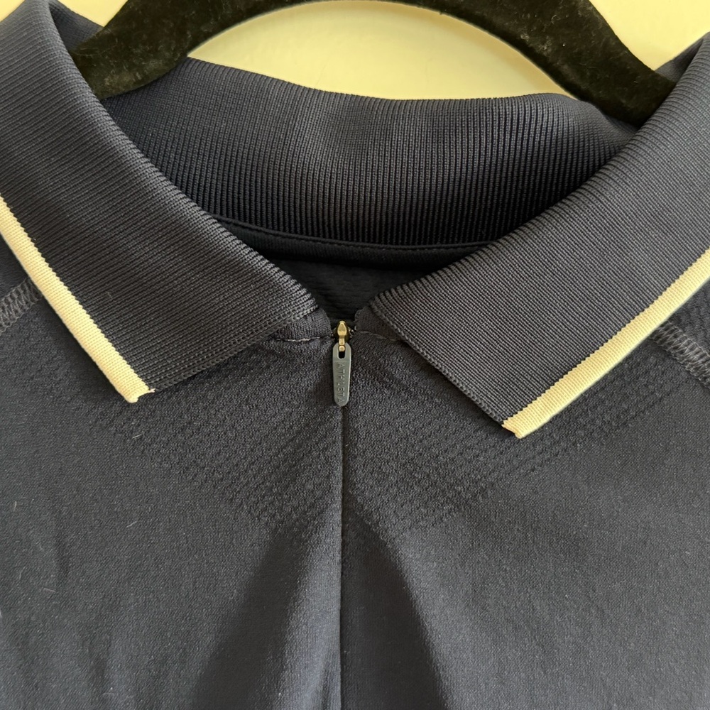 NWT Athleta Momentum 1/4 Zip Golf Polo Short Sleeve Shirt | Navy Large - Picture 4 of 7